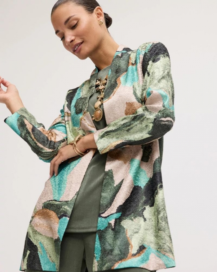 Chicos Travelers™ Soft Bloom Reversible Crushed Jacket - KELP FOREST