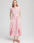 Chicos Embroidered Godet Striped Maxi Dress - ALABASTER Chicos Embroidered Godet Striped Maxi Dress - ALABASTER