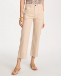 Chicos High Hem Straight Crop Pants - PALE SAND