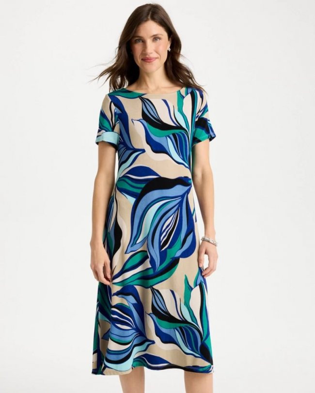 Chicos Travelers™ Marble Flora Swing Dress - RICH COBALT