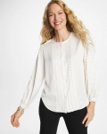 Chicos Laser Cut Crinkle Blouse - ECRU Chicos Laser Cut Crinkle Blouse - ECRU