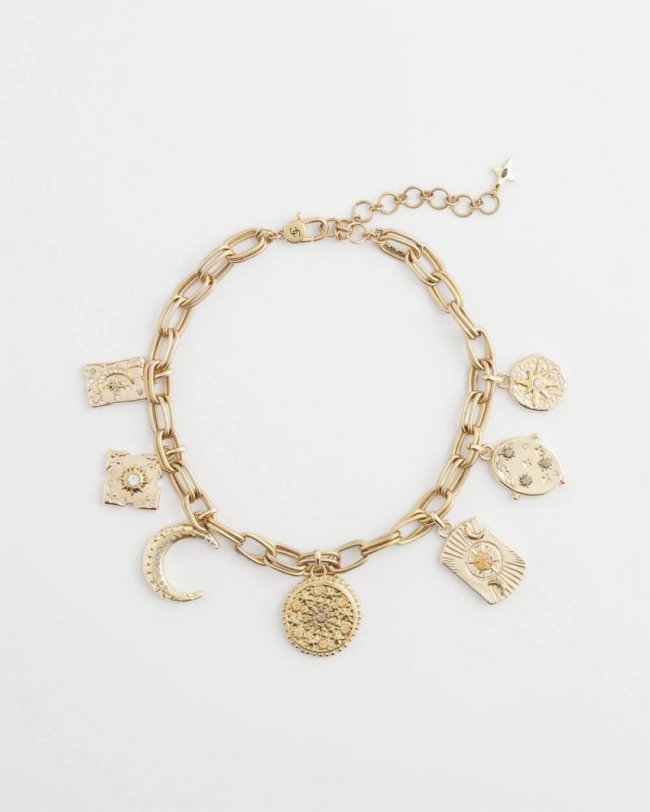 Chicos Gold Celestial Charm Necklace - GOLD