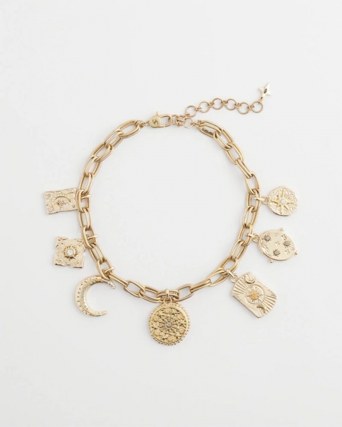 Chicos Gold Celestial Charm Necklace - GOLD