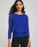Chicos Touch of Cool™ Textured Banded-Hem Top - COBALT STONE