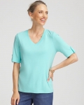 Chicos Pima V-Neck Tee - BONDI BLUE Chicos Pima V-Neck Tee - BONDI BLUE