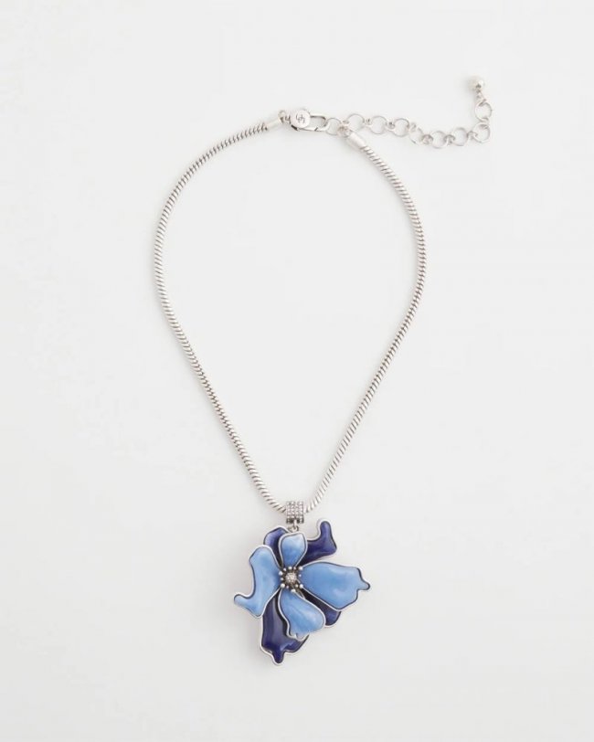 Chicos Blue Flower Pendant - BLUE