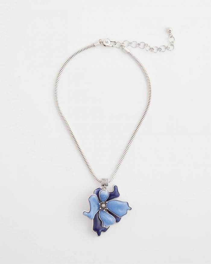 Chicos Blue Flower Pendant - BLUE
