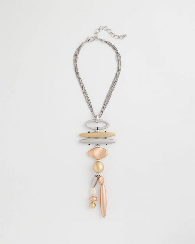 Chicos Mixed Metal Linear Necklace - MIXED METALS