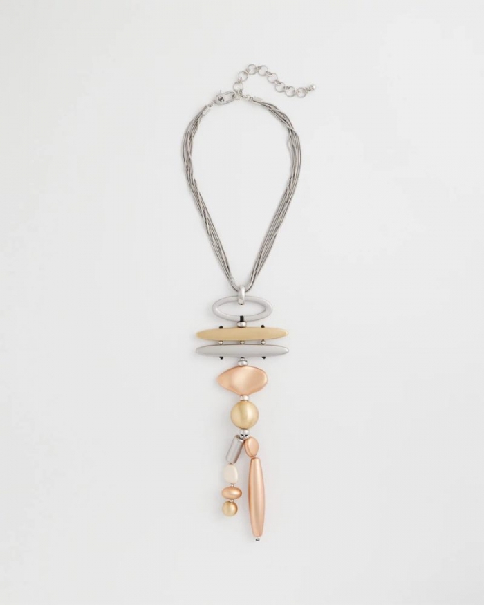 Chicos Mixed Metal Linear Necklace - MIXED METALS