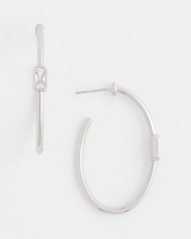 Chicos Silver Oval Hoop Earrings - SILVER