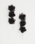 Chicos Black Floral Linear Drop Earrings - BLACK