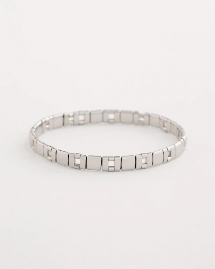 Chicos Glam Silvertone Slice Stretch Bracelet - SILVER