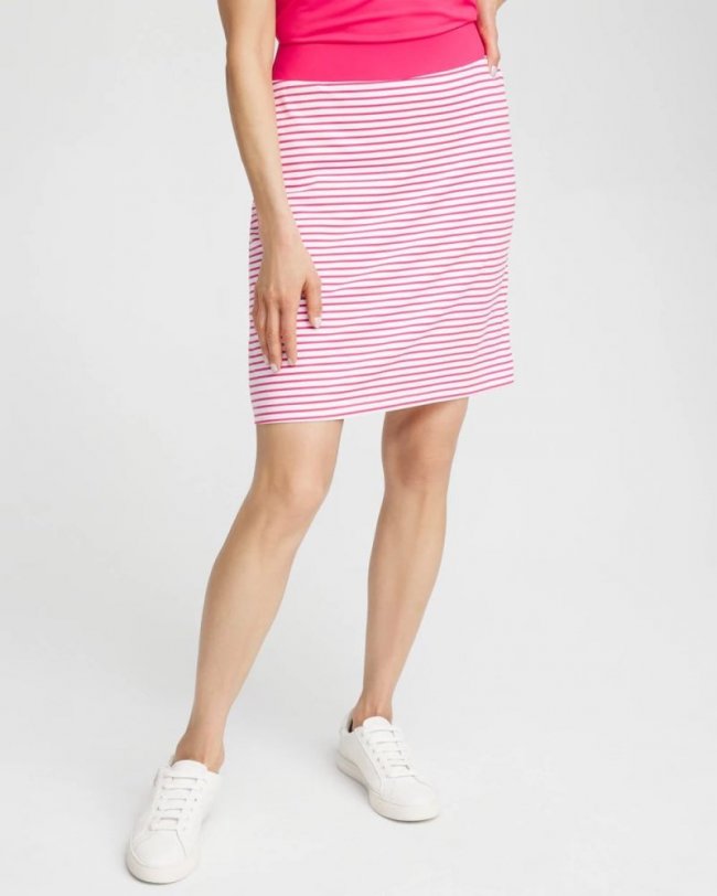 Chicos Zenergy® UPF Knit Stripe Skort - PINK BROMELIAD