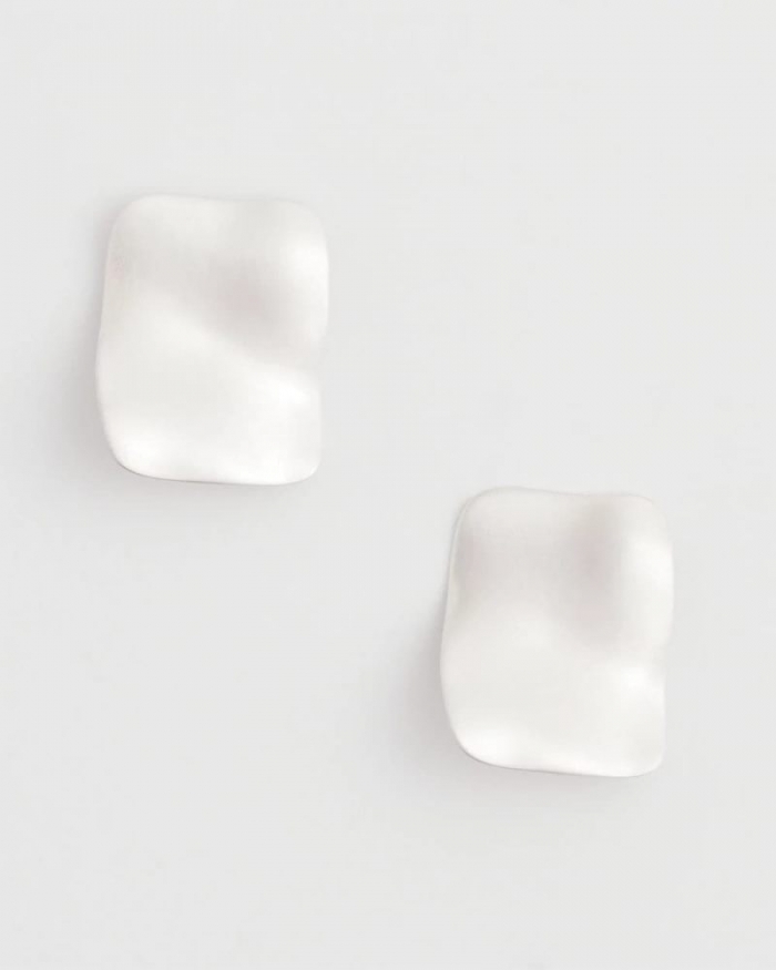 Chicos Square Oversized Stud Earrings - SILVER