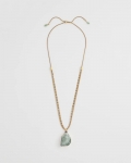 Chicos Adjustable Aventurine Pendant Necklace - GREEN