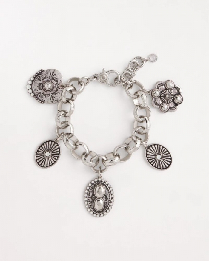 Chicos Medallion Charm Bracelet - SILVER