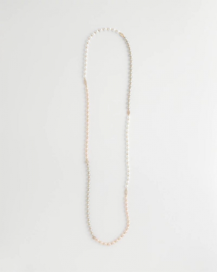 Chicos Art Deco Beaded Necklace - PINK