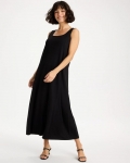 Chicos Ponte Seamed Maxi Dress - BLACK