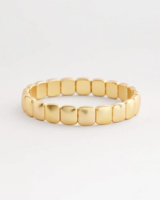 Chicos Golden Matte Square Stretch Bracelet - GOLD