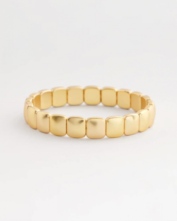 Chicos Golden Matte Square Stretch Bracelet - GOLD