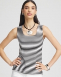 Chicos Contour Cotton™ Striped Square-Neck Tank - BLACK Chicos Contour Cotton™ Striped Square-Neck Tank - BLACK
