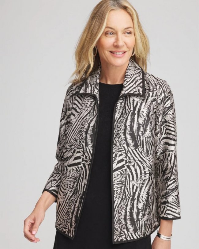 Chicos Travelers™ Collection Zebra-Jacquard Jacket - TRAVELERS BLACK Chicos Travelers™ Collection Zebra-Jacquard Jacket - TRAVELERS BLACK