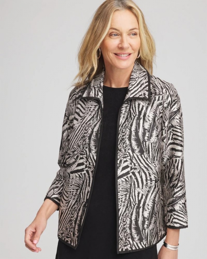 Chicos Travelers™ Collection Zebra-Jacquard Jacket - TRAVELERS BLACK