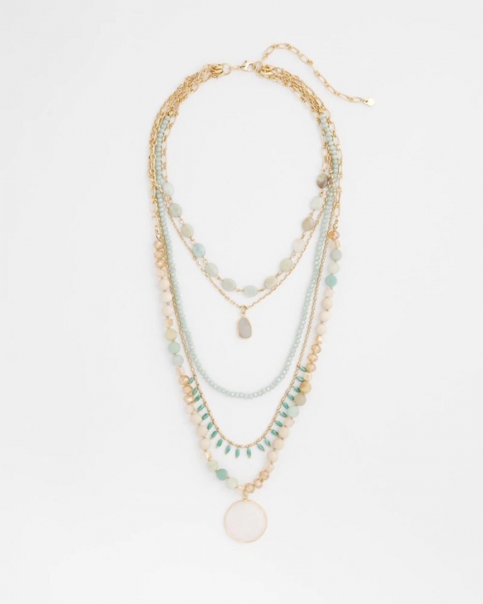 Chicos Convertible Multi-Strand Semi-Precious Stone Necklace - MULTI