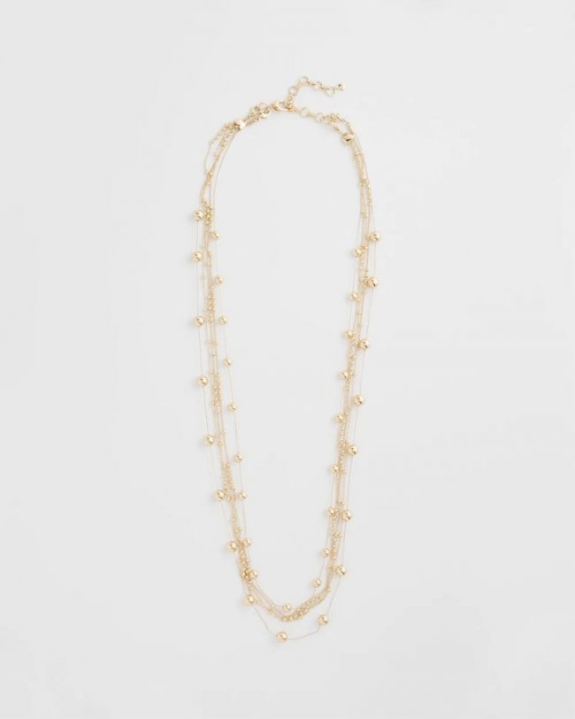 Chicos Multistrand Beaded Goldtone Necklace - GOLD