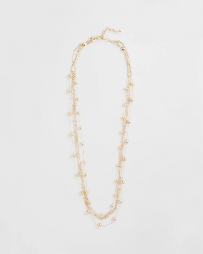 Chicos Multistrand Beaded Goldtone Necklace - GOLD