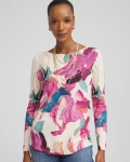 Chicos Ella Boatneck Watercolor Pullover Sweater - MULTI