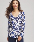 Chicos Ella V-Neck Blue-Petals Pullover Sweater - ECRU Chicos Ella V-Neck Blue-Petals Pullover Sweater - ECRU