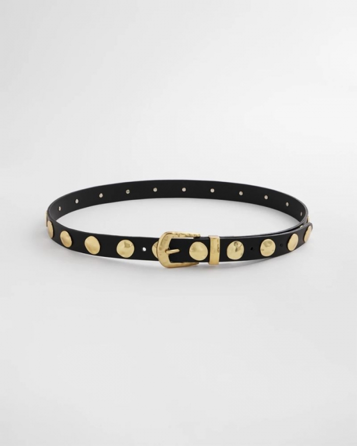 Chicos Studded Faux Leather Trouser Belt - BLACK