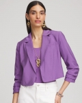 Chicos Cropped Ruched Sleeve Blazer - PLUM SHADE Chicos Cropped Ruched Sleeve Blazer - PLUM SHADE