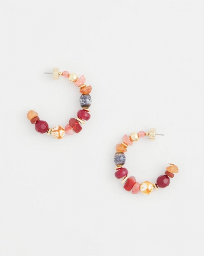 Chicos No Droop® Beaded Hoop Earrings - RED
