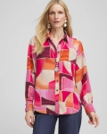 Chicos Faux Silk Sunset Collared Shirt - DRIED ROSES
