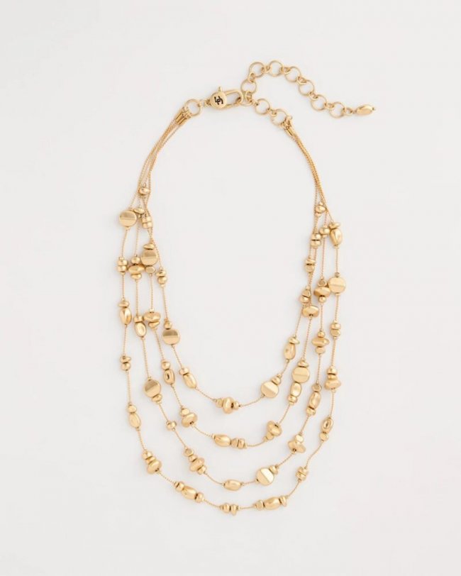 Chicos Golden Nugget Illusion Necklace - GOLD