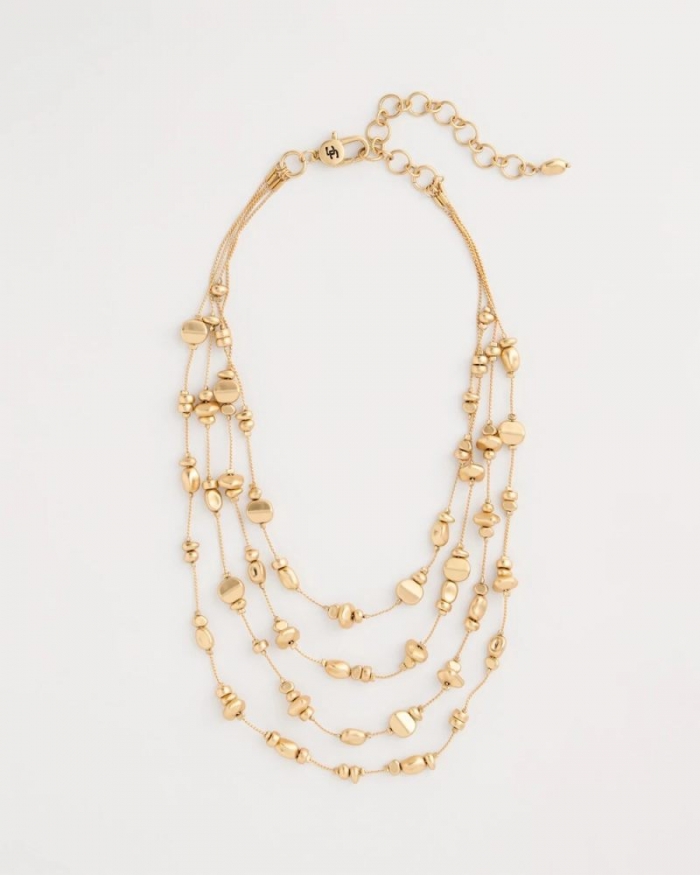 Chicos Golden Nugget Illusion Necklace - GOLD