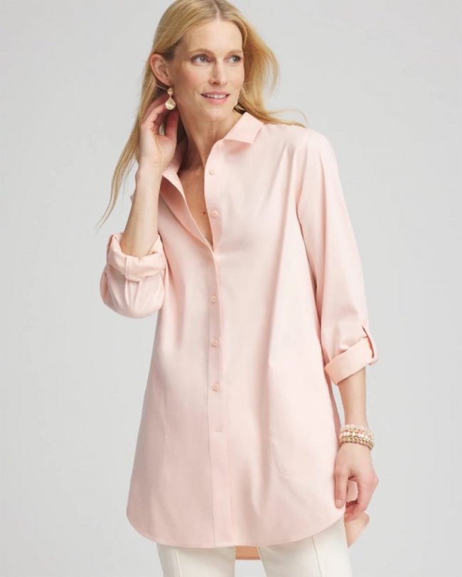 Chicos No Iron Pocket Tunic - FADED PINK
