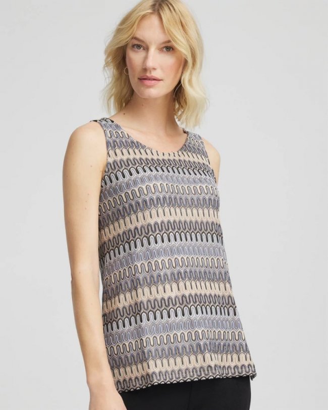 Chicos Travelers™ Knit Chevron Tank - CANYON BLUE