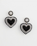 Chicos Black Beaded Heart Drop Earrings - BLACK Chicos Black Beaded Heart Drop Earrings - BLACK