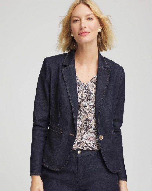 Chicos Denim Peplum Blazer - CEDAR RINSE Chicos Denim Peplum Blazer - CEDAR RINSE