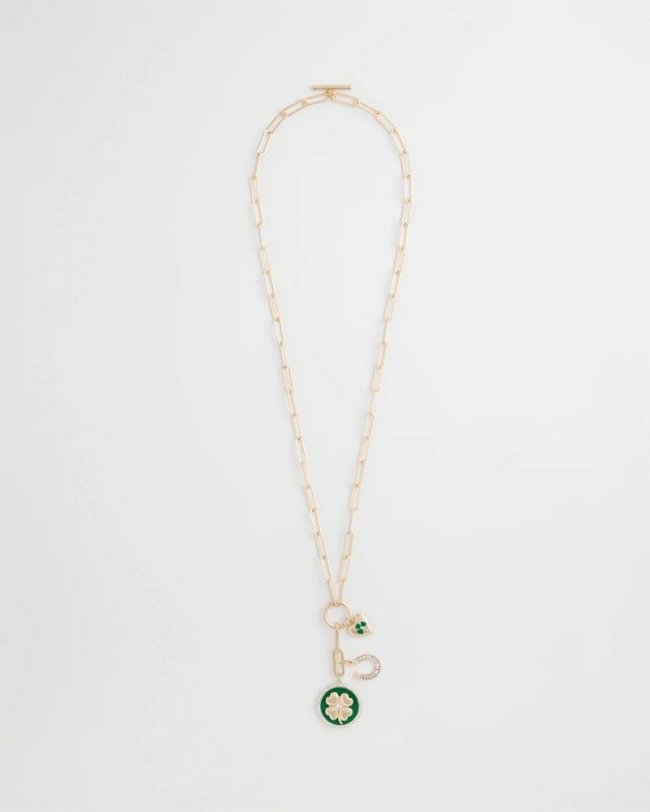 Chicos Lucky Charm Twice As Nice Necklace - GREEN