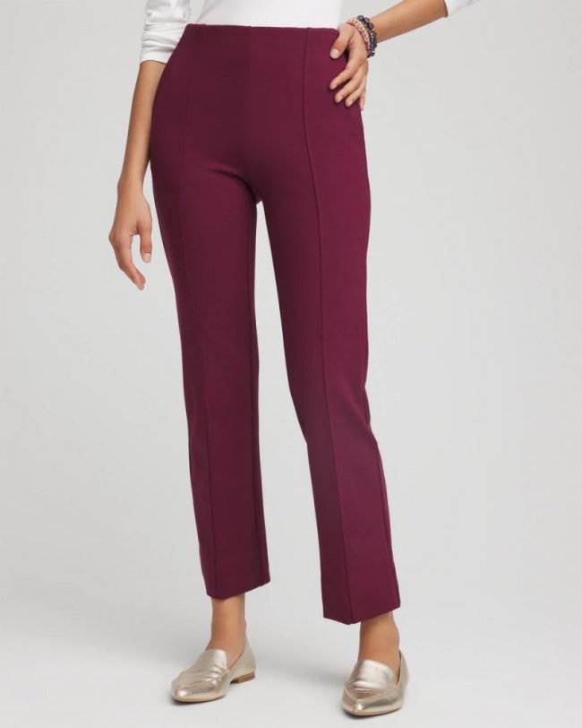 Chicos Juliet Straight Ankle Pants - DEEP CHIANTI