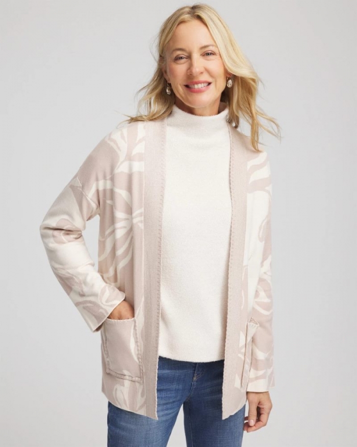 Chicos Abstract Bloom Cardigan - ENGLISH CREAM