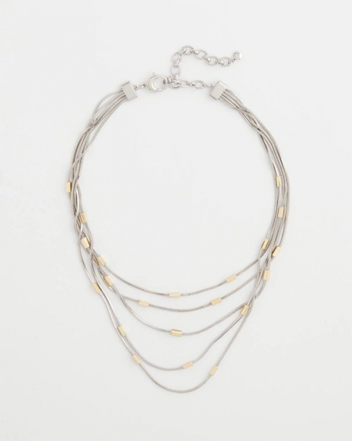 Chicos Mixed Metal Multi-Strand Necklace - MIXED METALS