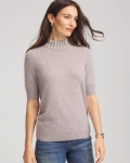 Chicos Cashmere Pearl Mockneck Sweater - TAUPE HEATHER Chicos Cashmere Pearl Mockneck Sweater - TAUPE HEATHER