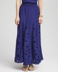 Chicos Godet Maxi Eyelet Skirt - BLUE CASA