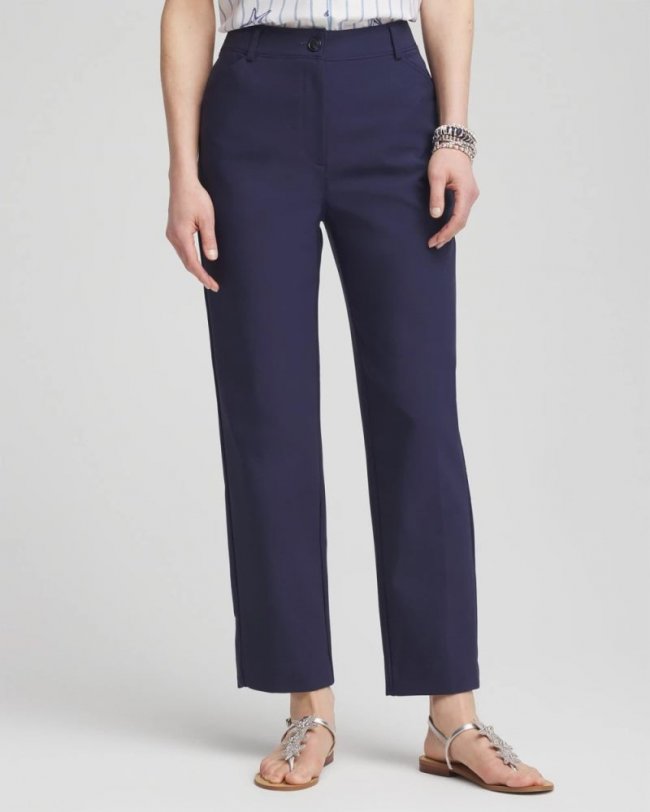 Chicos Fly Front Ankle Pants - PASSPORT BLUE