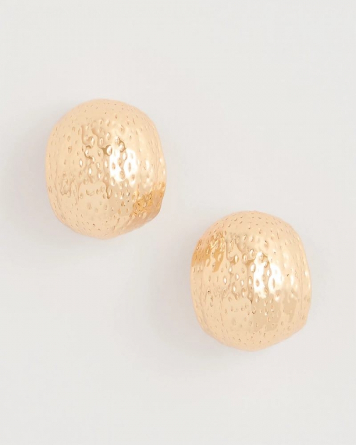 Chicos Crinkle Goldtone Hoop Earrings - GOLD